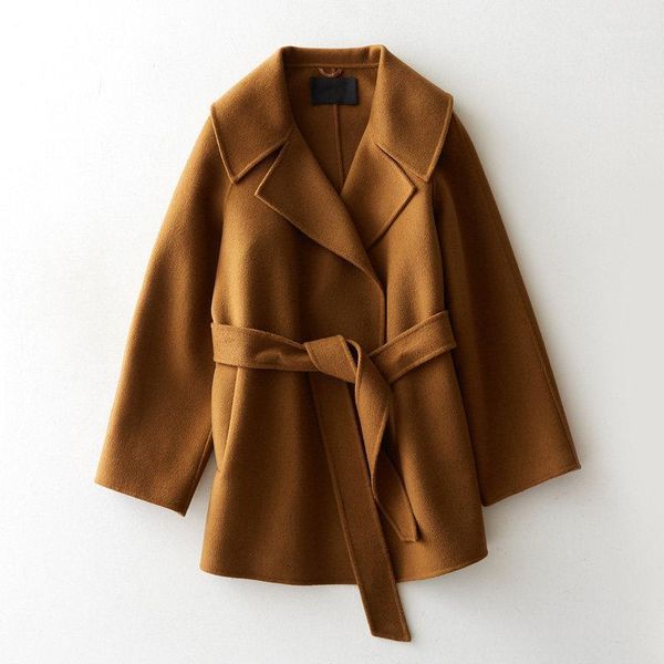 

women's wool & blends double sided coat women 100% real jackets slim overcoat casaco de inverno feminino 2021 mf6471, Black