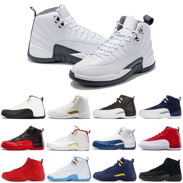 

2021 new 12s bulls cny college navy men basketball shoes 12 dark grey fiba flu game game royal sneakers, White;red