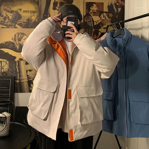 

men's down & parkas men harajuku colorful bubble coat winter jacket 2021 mens streetwear hip hop parka korean black clothes puffer jack