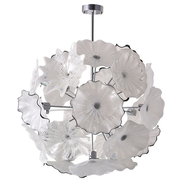 

lamp art decor blown glass chandelier lighting led plate pendant lights diameter 44 inches modern white flower lamps for home decoration
