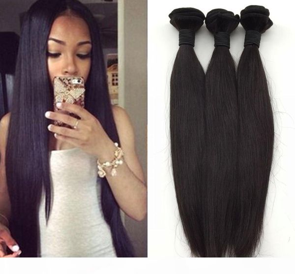 

virgin brazilian hair malaysian peruvian mongolian cambodian indian unprocessed straight human hair bundles hair weave quality, Black