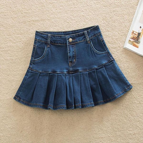 

women summer denim shorts mini skirts ruffles pleated skirt jeans skirt faldas largas mujer modis jupe, Black