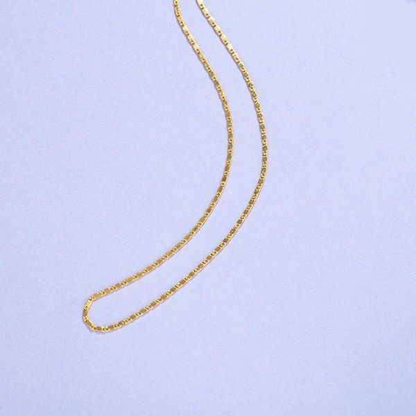 

xp jewelry -- ( 45 cm x 1.5 mm ) 24 k pure gold color small square chain necklaces for men women fashion jewelry good quality, Silver