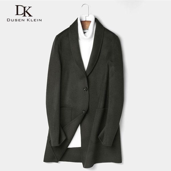 

long wool men blend coat winter warm business casual slim jacket z88081, Black