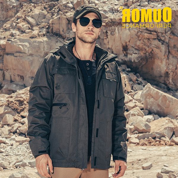 

oumor 2019 winter new long waterproof warm 2 in 1 cotton military army hooded cargo jacket parkas coat men
