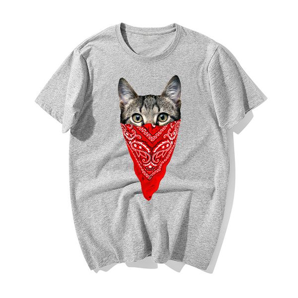 

sport new summer casual printing men t shirt cartoon funny the masked cat print tshirt mens fashion cotton t-shirt hip hop streetwear