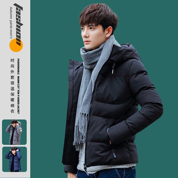 

cotton padded jaet for men in autumn and winter, Black