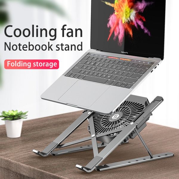 Katlanabilir Laptop Tablet Standı Ile Soğutma Fanı Isı Dağlama Masaüstü Macbook Hava Pro Standı Dizüstü Tutucu HP Dell Soğutucu