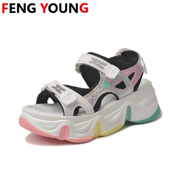 

2020 gladiator sandals symphony leather wedges shoes for women 2020 new summer high heels sandals women zapatos de mujer, Black