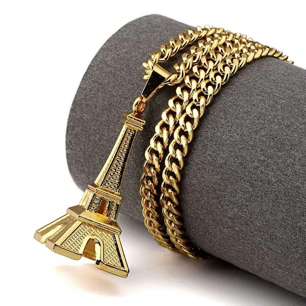 

gold plated eiffel tower pendant necklaces for men women hip hop jewelry hipster gift fashion long necklace jewellery, Silver