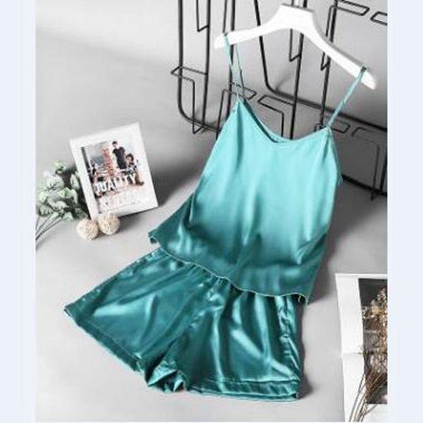 

ever store women silk satin sleepwear short pajama set new arrival spaghetti strap pyjama1, Red;black
