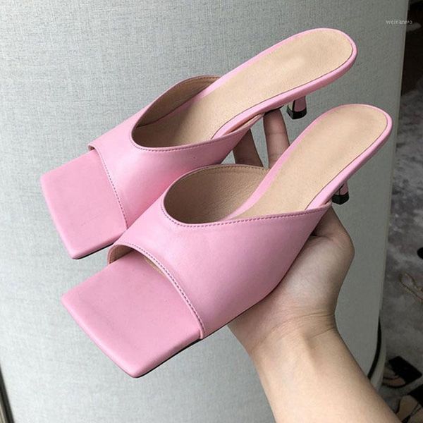 

new fashion mule women slippers square toe low heel slippers slip on thin heel women slides shoes ladies flip flops1, Black
