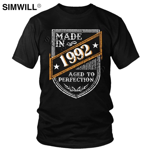 

vintage made in 1992 aged to perfection tee breathable short sleeve classic o neck birthday gift sport hooded sweatshirt hoodie men t shirt
