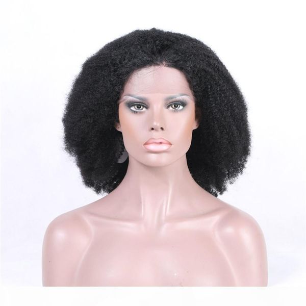 

front lace afro curly brazilian wig human hair remy vrigin natural color woman active demand hand-made 130% density swiss lace baby ha, Black;brown