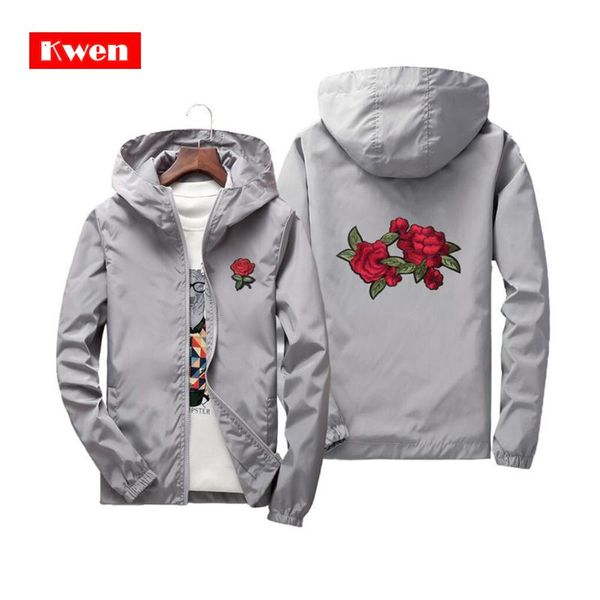 

2021 family clothing rose embroidery jackets men women flower embroidered polyester jacket hip hop casual plus size 6xl 7xl, Black;brown
