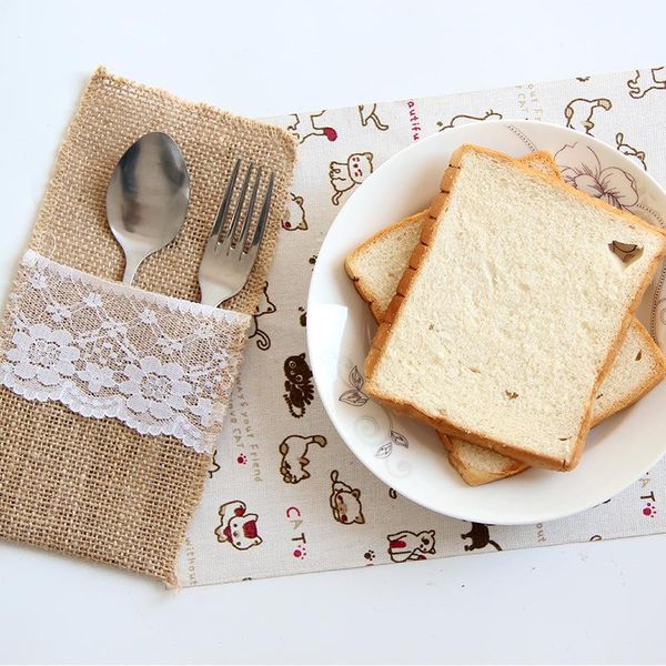 

10pcs lot 21x11cm natural jute cutlery pocket rustic wedding packaging fork and knife holder organizer wedding decoration bbyxdl bwkf