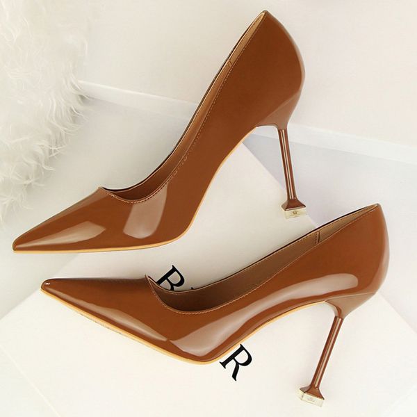 

2020 fashion 9.5cm high heels women nude pink pumps female classic wedding bridal pumps escarpins fetish shoes, Black