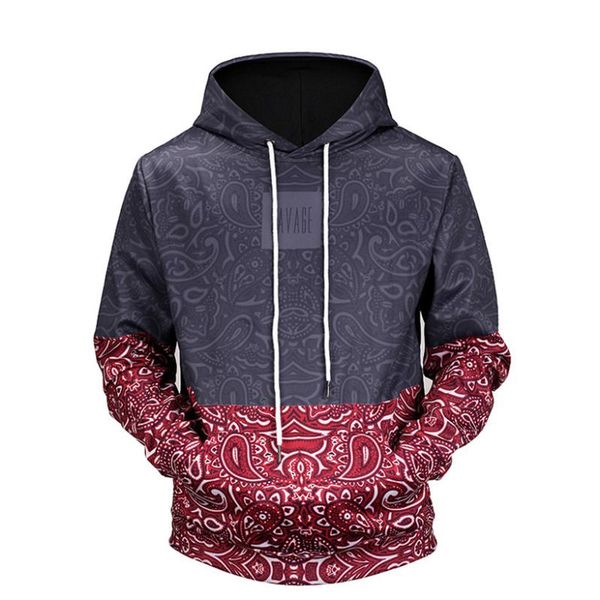 

mr.baolong new 2020 floral stitching 3d printed men's hooded hoodies funny design drawstring hoodies man h64 hoodie, Black