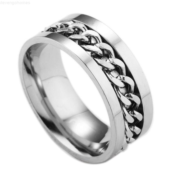 

factoryhnxrfinger new chain tide personality rotatable high-end ring boutique men's stainless steel gold black silver