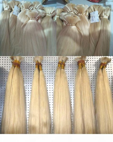 

bulk for hair extensions 300 grams real human hair pure blonde 613# color european hair bulk without weft, Black