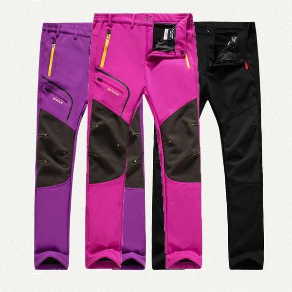 

outdoor pants women's hiking softshell winter fleece thermal sport travel camping hunting climbing trousers1, Black;green
