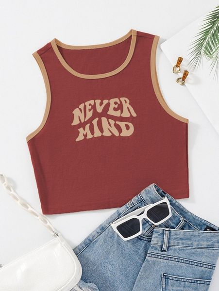 

letter graphic contrast binding tank j2ut#, White