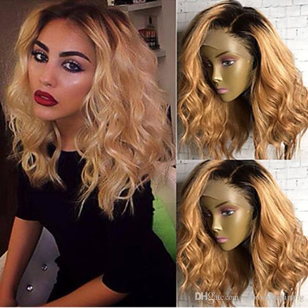 

european and american women's new chemical fiber before lace dyeing anti-roll short curls high-temperature silk wig head cover123, Black;brown