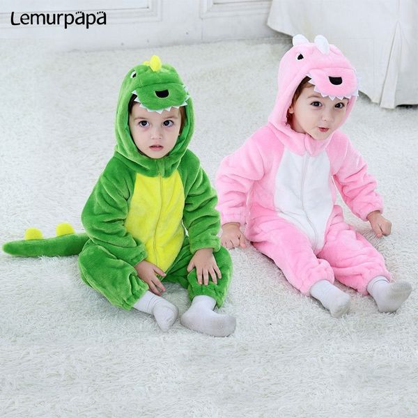 

kawaii baby romper dinosaur cartoon animal costume toddler twins boy girl winter clothes flannel soft jumpsuit cute kigurumis 201127, Blue