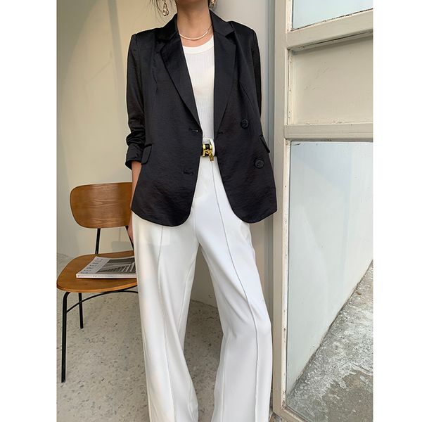 

2021 new black wide leg straight-line women high waist drape suit pants new woman autumn and winter 9u3l, Black;white