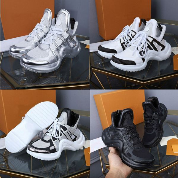 

designer mens casual shoes black white silver static reflective monogram wild women sneakers genuine leather trainers increase platform shoe