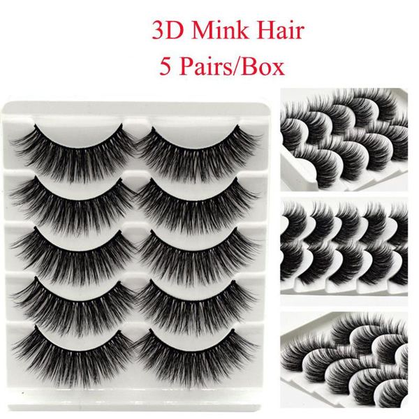 

false eyelashes 5 pairs of 3d artificial mink hair small bunch thick natural cross handmade eye makeup tool