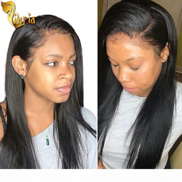 

unprocessed brazilian straight human hair wigs 360 lace wigs with baby hair pre plucked natural hairline wigs 8~24 inches for black women, Black;brown