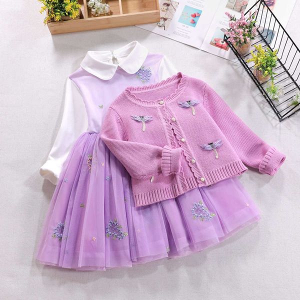 

suit cotton dragonfly 2020 sweater girl's skirt 1089 m66j, Blue