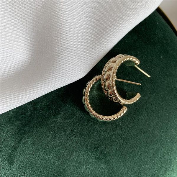 

timeonly statement wide c shape retro hoop earrings for women female twisted alloy simple earring street style jewelry elegant, Golden;silver