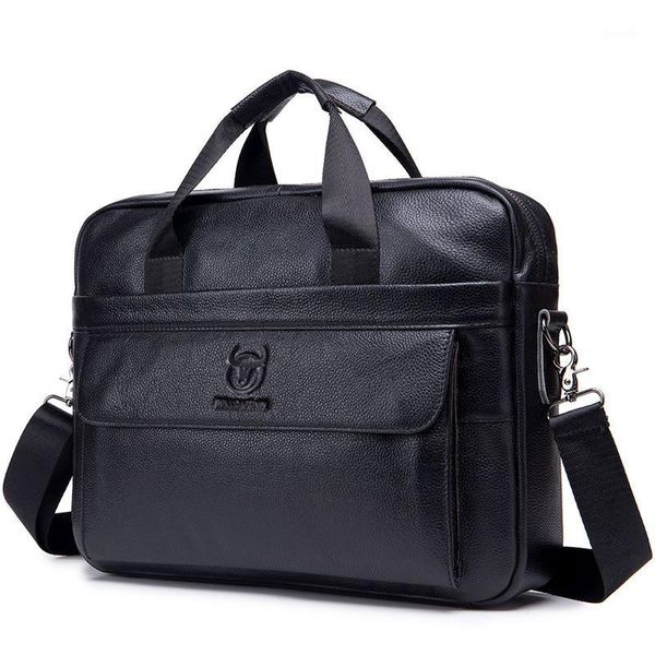 

briefcases genuine leather men's briefcase vintage business computer bag fashion messenger bags man shoulder postman male handbags1