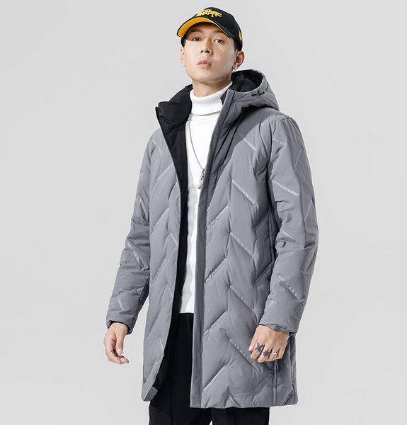 

winter new hoodie outwear new arrival fashion white duck down jacket trendy long men's down jacket overcoat, Black