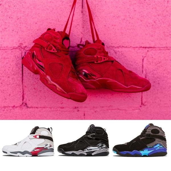 

2019 new valentine's day red 8 vii 8s men basketball shoes aqua chrome countdown pack mens outdoor sports sneakers 8-13