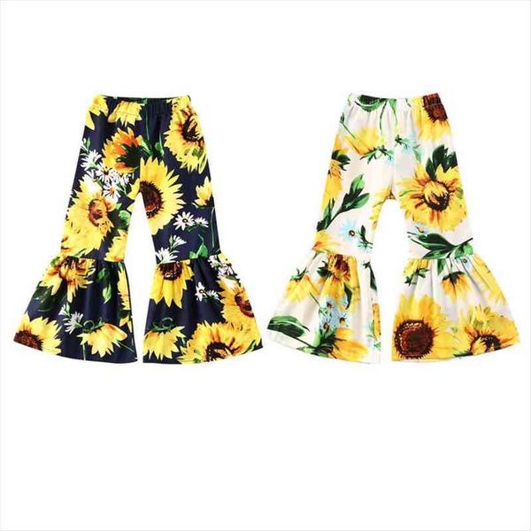 

baby summer clothing infant kids baby girls flare bottoms long sunflower pants cute trousers, Blue