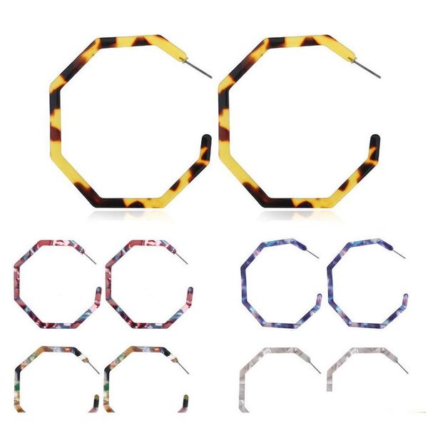 

fashion bohemian women acrylic earrings hoop lightweight resin earrings geometric octagon statement stud sqcyvq dh_seller2010, Silver