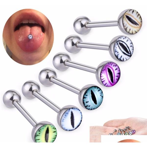 

fashion stainless steel snake eye ball barbell tongue piercing multicolor lip ring silver body jewelry for women men random x1ttx
