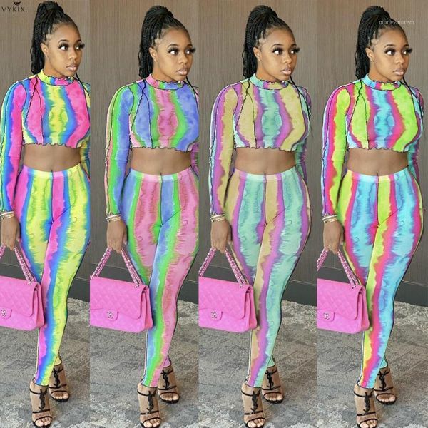 

women's tracksuits 2021 women two pieces sets summer full sleeve o-neck +pants suits fitness striped print outfits 2 pcs streetwear1, Gray