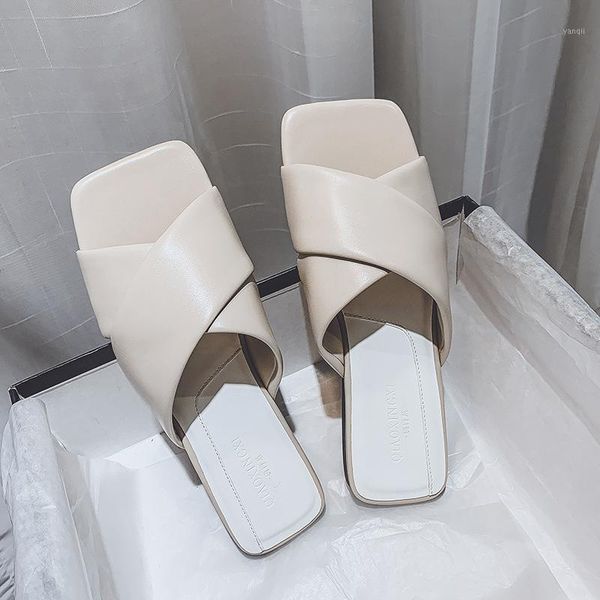 

slippers flat women 2021 summer style open-toed cross sandals and lazy beach shoes1, Black