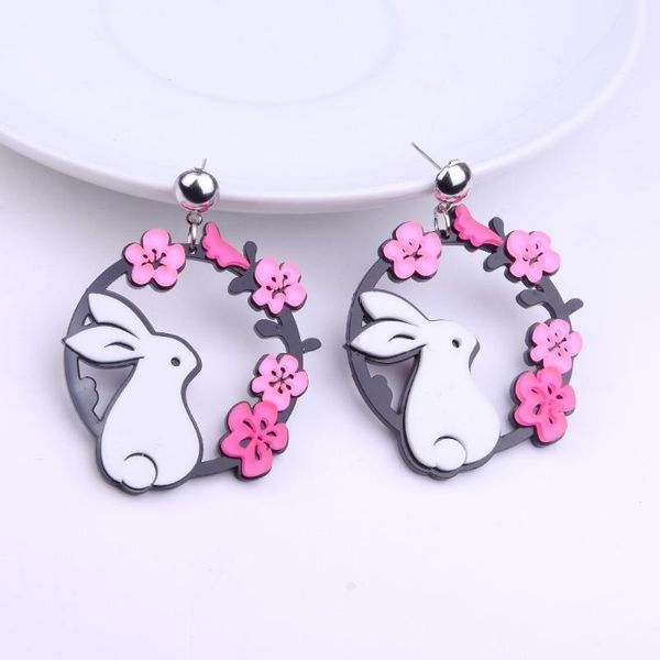 

dangle & chandelier fashion party big acrylic drop earrings cute sweet girls flowers women animal jewelry 2021, Silver