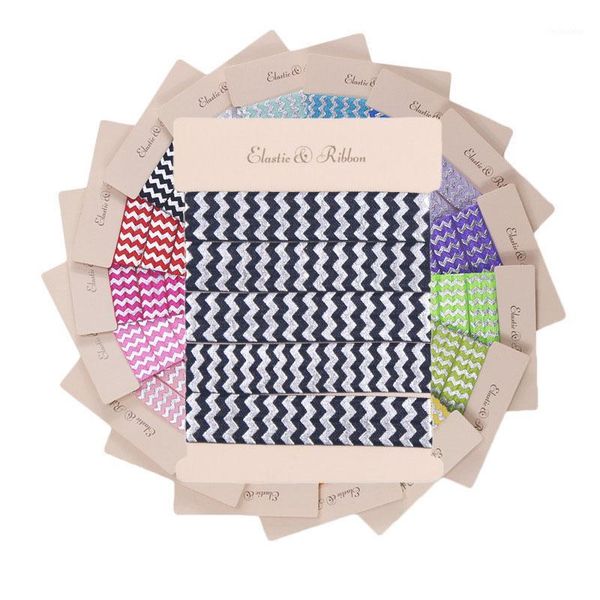 

5/8" silver foil chevron fold over elastic foe elastic for headband ties welcome custom printed1, Slivery;white