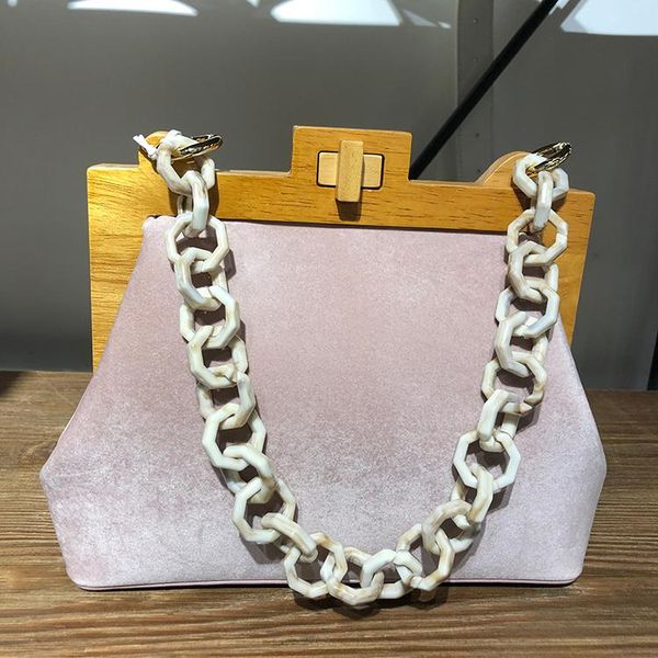 

women's box bag ice cream bucket bag wooden clip evening ice acrylic chain luxury handbag banquet party purse shoulder