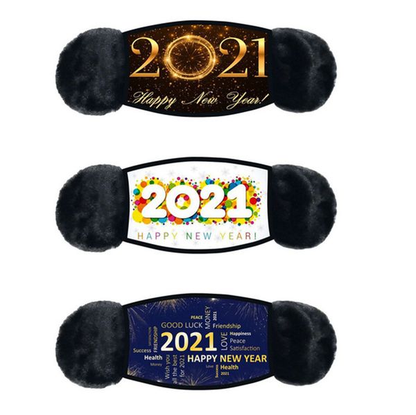 

christmas winter earmuffs face masks men women ear protection 2021 letters printing washable mouth-muffle masks festival face cover e110903