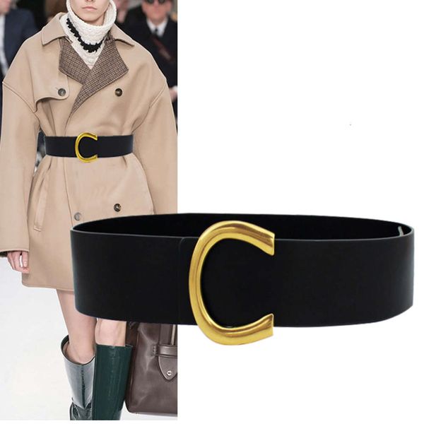 

overcoat wide belt women's fashion versatile leather down jacket suit decoration dress with black waist, Black;brown