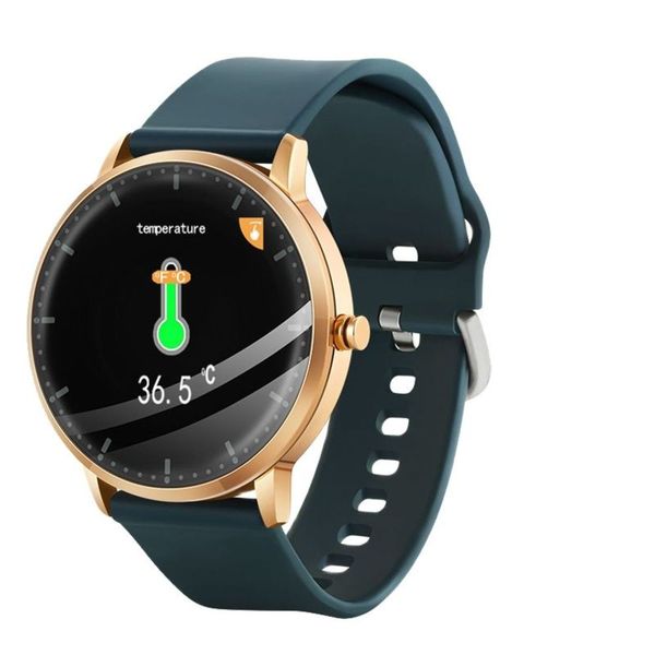 

smart t9, round touch watch with thermometer, exercise heart rate monitor, fitns wristband, incoming call, music control, color