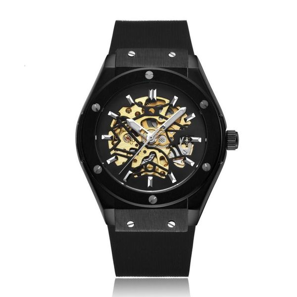

fashion out leisure movement hollow silicone men's automatic mechanical watch 2021y35ce83i, Slivery;brown