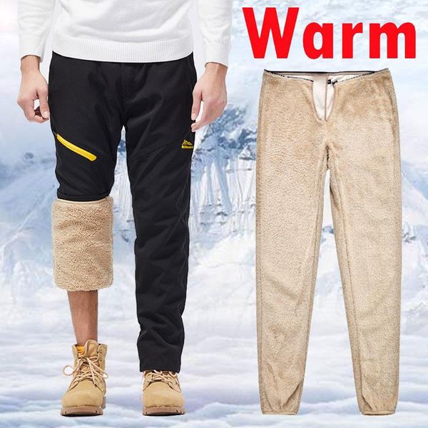 

autumn winter men outdoor pants waterproof pants camping hiking trekking fleece lined warm outwear sweatpants trousers men, Black